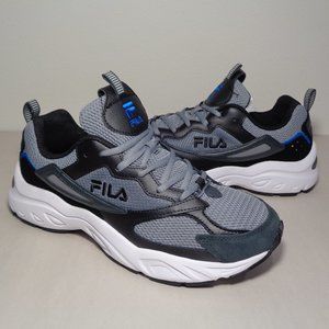 Fila Size 10 M ENVIZION Grey Black Blue Leather Mesh Sneakers New Men's Shoes